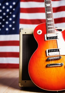 American music: guitar with US flag
