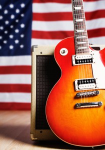 American music: guitar with US flag